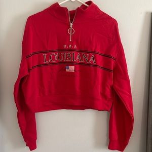 Divided H&M Red Cropped Sweatshirt